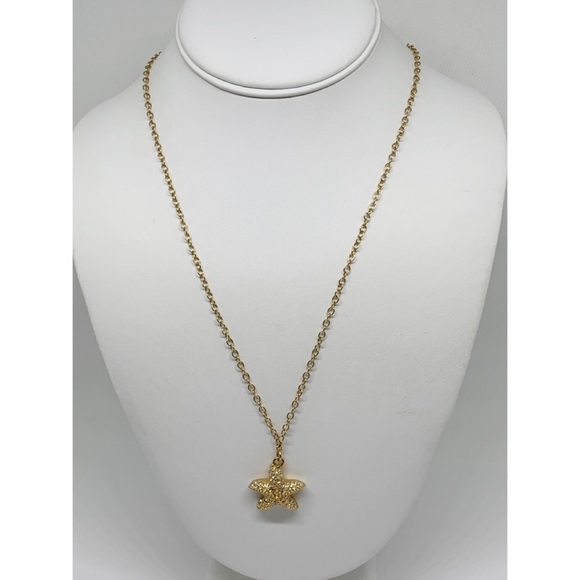J. Crew Gold Pave Starfish Pendant Necklace - Picture 2 of 4